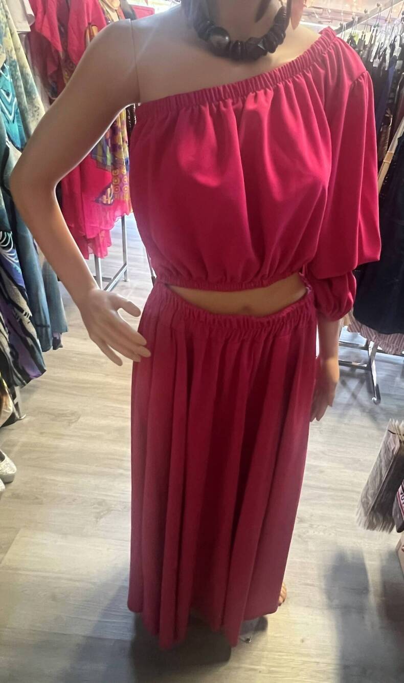NEW KAREN T DESIGN women's cut and curve dress - plus in fuchsia